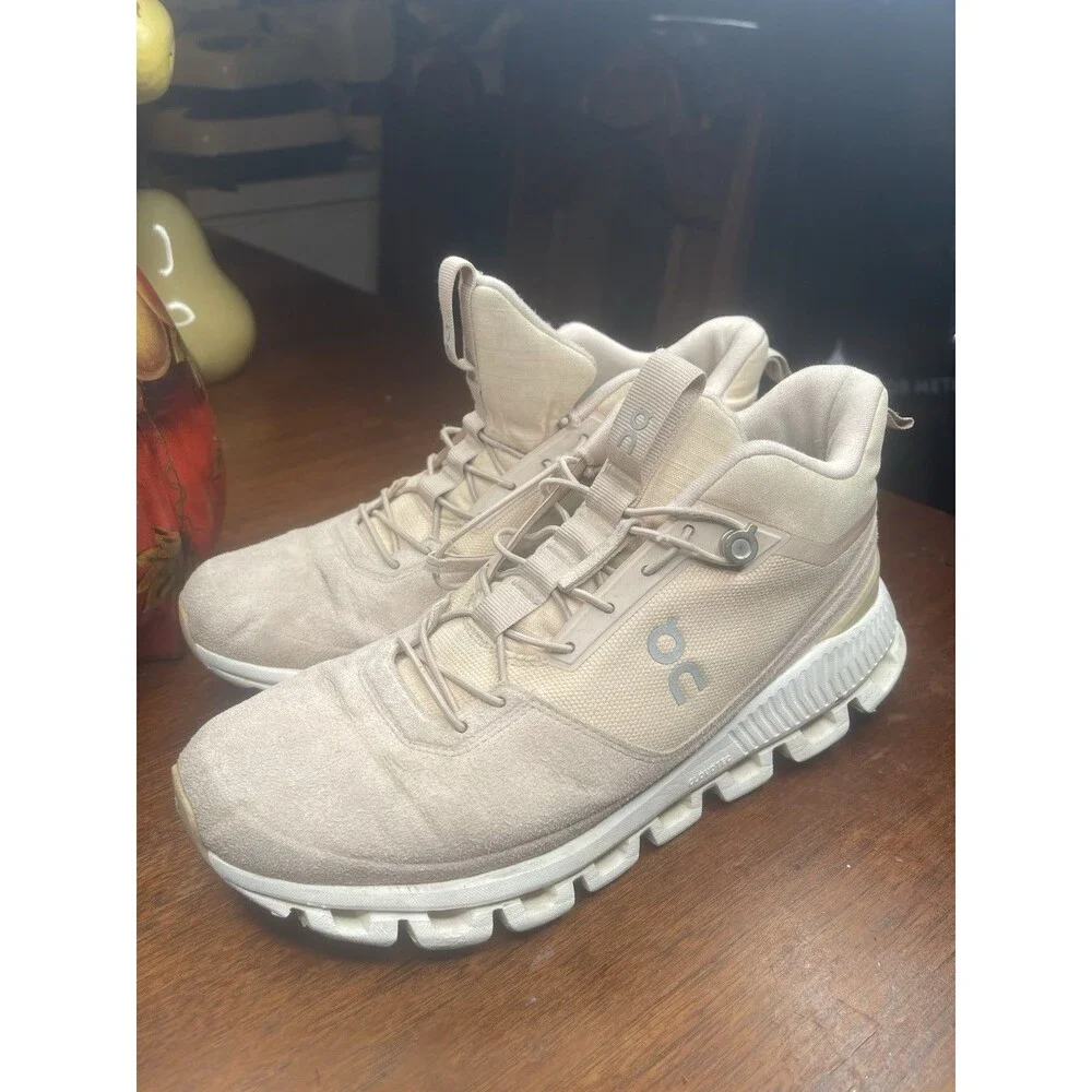 On Cloud Hi Speedboard Sneaker Tan Brownish Tint Women’s Size 9.5M Swiss Comfort